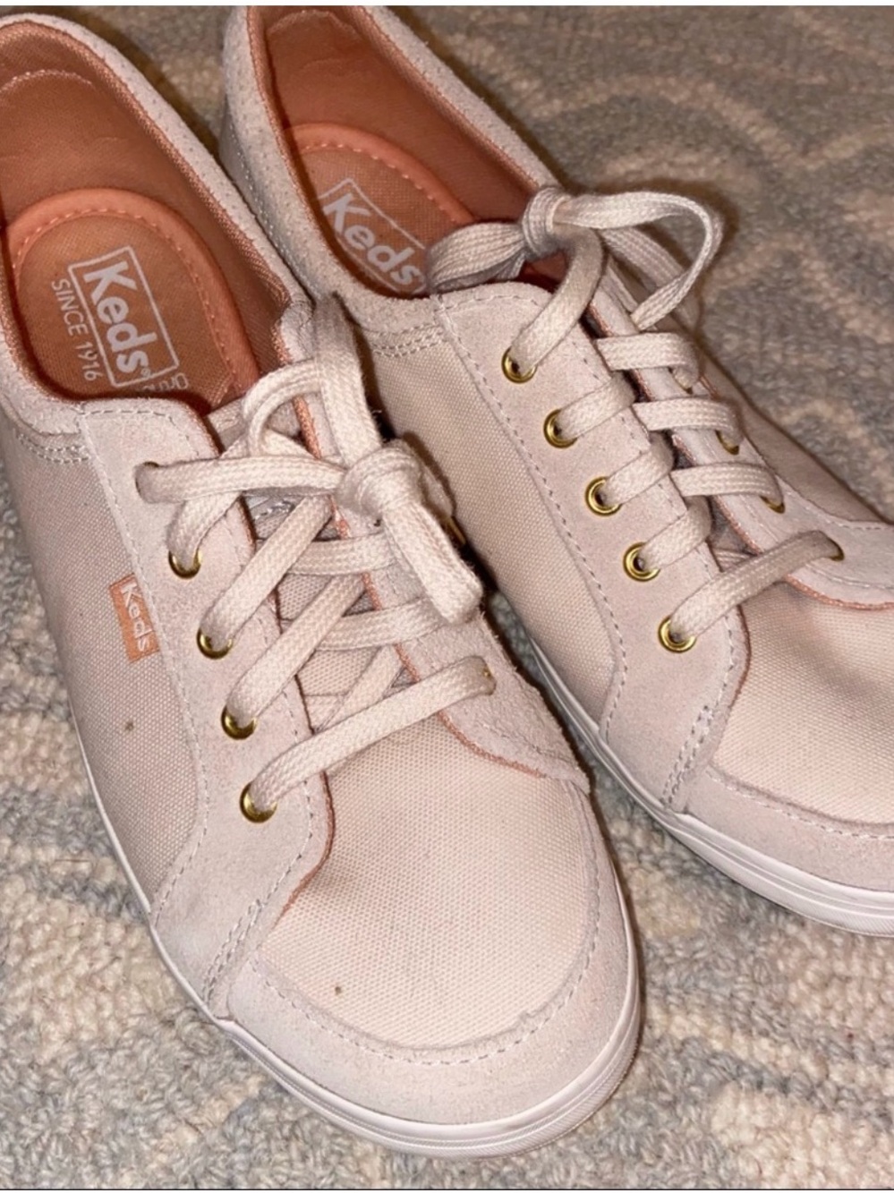 Keds Women’s 6.5 Peach Classic Canvas Ortholite Sneakers minimalist comfort